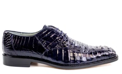 Pre-owned Belvedere Men's Chapo 1463 Navy Genuine Hornback Caiman Bicycle Toe Dress Shoes