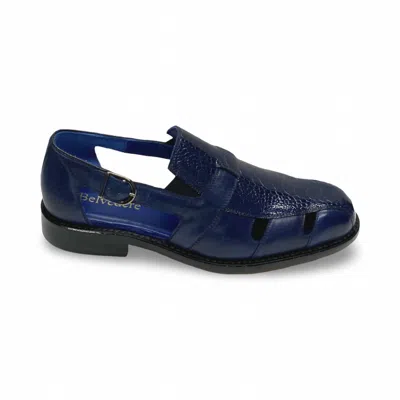 Belvedere Men's Connors Ostrich Sandal In Navy Blue In Animal Print