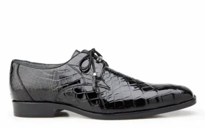 Pre-owned Belvedere Men's Lago 14010 Black Genuine Alligator Skin Leather Dress Shoes