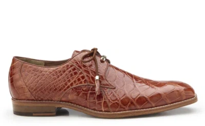 Pre-owned Belvedere Men's Lago 14010 Cognac Genuine Alligator Skin Leather Dress Shoes