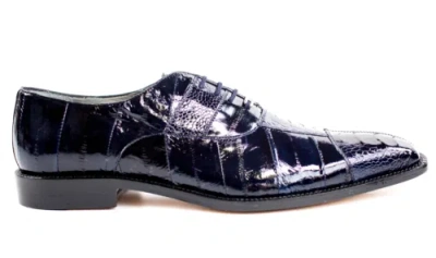 Pre-owned Belvedere Men's Mare 2p7 Navy Genuine Ostrich Skin Dress Shoes