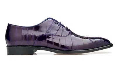 Pre-owned Belvedere Men's Mare 2p7 Purple Genuine Ostrich Skin Dress Shoes