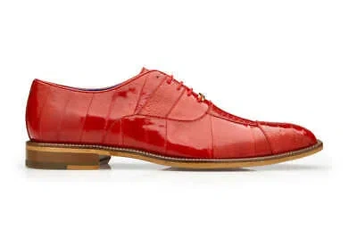 Pre-owned Belvedere Men's Mare 2p7 Red Genuine Ostrich Skin Dress Shoes