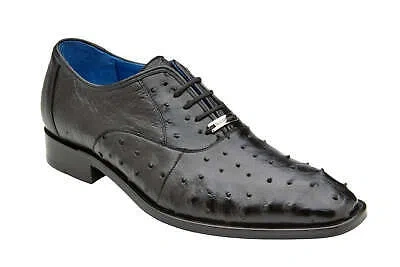 Pre-owned Belvedere Men's Orlando Black Genuine Ostrich Quill Shoes