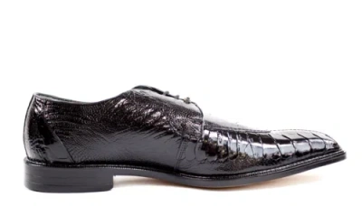 Pre-owned Belvedere Men's Siena 1465 Black Genuine Ostrich Leg Toe Dress Shoes