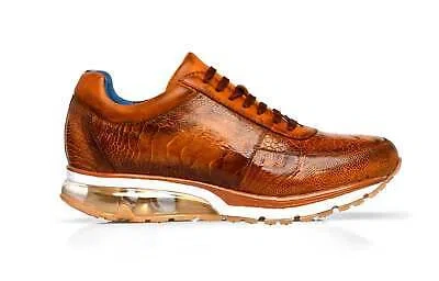 Pre-owned Belvedere Men's Todd E02 Brandy Genuine Ostrich Skin Dress Shoes