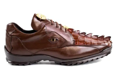 Pre-owned Belvedere Men's Vasco 336122 Taback Genuine Crocodile&shark Skin Dress Shoes