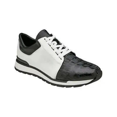 Pre-owned Belvedere Shoes Caiman Crocodile And Soft Italian Calf Titan Black/white 33631