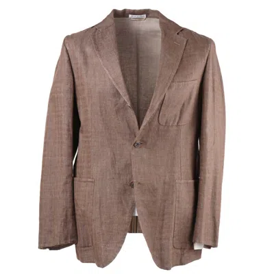 Pre-owned Belvest $1595  Unlined Shirt-weight Cocoa Brown Cotton-linen Sport Coat 40 R