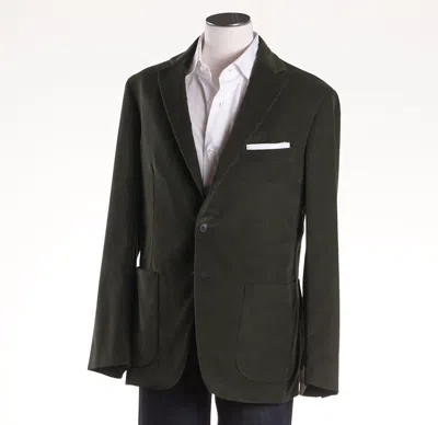 Pre-owned Belvest $1895  Leaf Green Corduroy Cotton Sport Coat 42 R (eu 52) Blazer