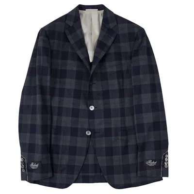 Pre-owned Belvest $3295  Soft-constructed Navy Check Lightweight Wool Suit 40 R (eu 50) In Blue