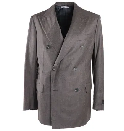 Pre-owned Belvest $3995  Light Brown-slate Blue Stripe Soft-woven Wool Suit 40 R
