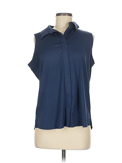 Pre-owned Belyn Key Sleeveless Button Down Shirt In Blue