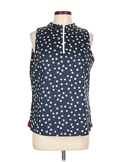 Pre-owned Belyn Key Sleeveless Top Blue Polka Dots Pattern Halter Neckline Tops