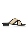 Bembien 10mm Roma Leather & Rattan Slides In Black