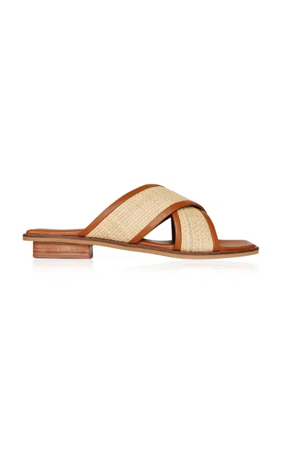 Bembien Aman Woven Raffia Slides In Tan