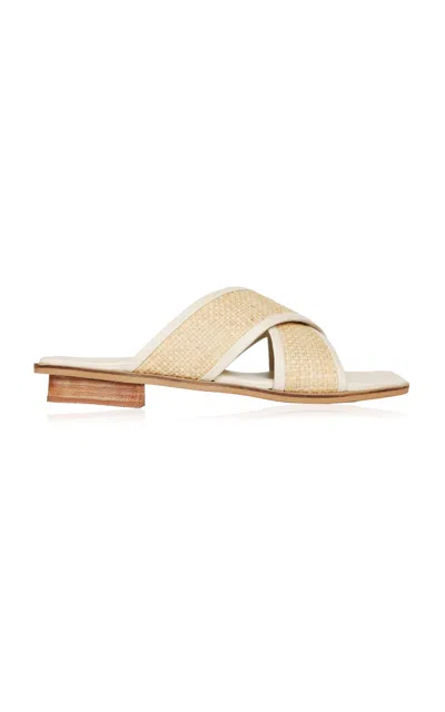 Bembien Aman Woven Raffia Slides In White