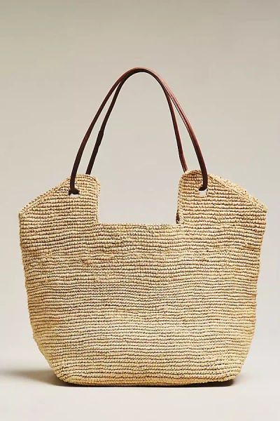 Bembien Amaya Handwoven Raffia Tote In Brown