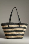 Bembien Bieno Striped Raffia Tote In Black