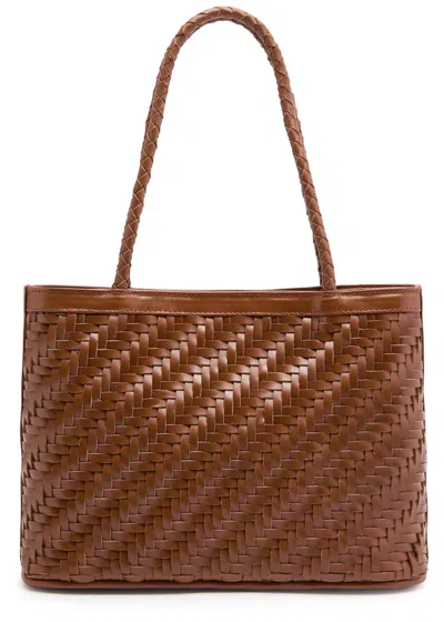 Bembien Ella Woven Leather Tote In Brown