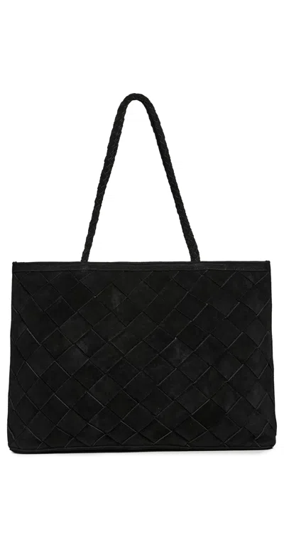Bembien Gabrielle Grande Weave Bag Black Suede