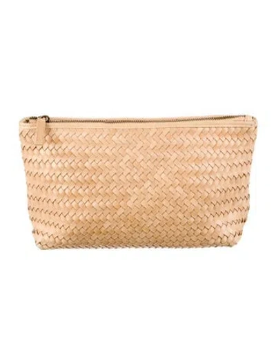 Pre-owned Bembien Leather Basketweave Cosmetic Bag In Neutral