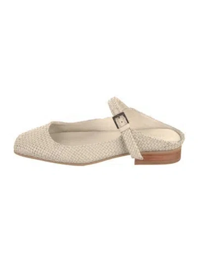 Pre-owned Bembien Leather Colorblock Pattern Mules In Neutral