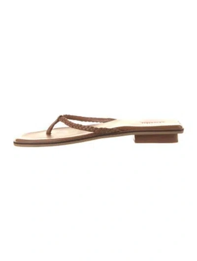 Pre-owned Bembien Leather Flip Flops In Brown