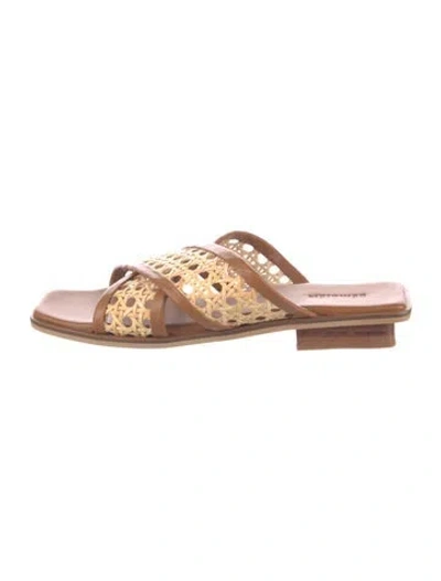 Pre-owned Bembien Leather Patterned Slides In Brown/neutrals