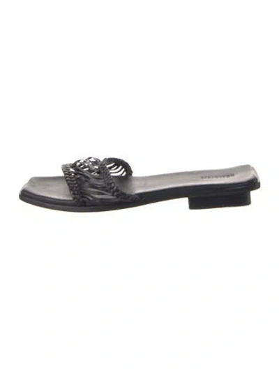 Pre-owned Bembien Leather Slides In Black