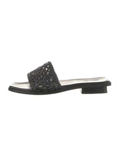 Pre-owned Bembien Leather Slides In Black