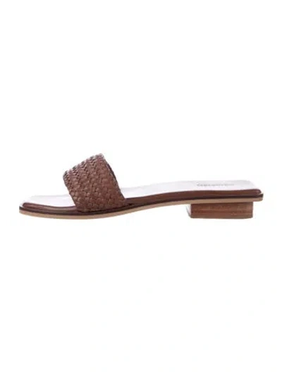 Pre-owned Bembien Leather Slides In Brown