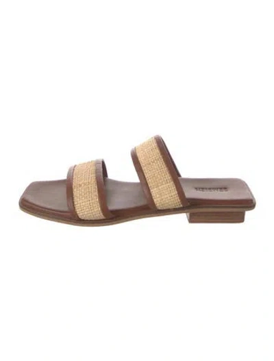 Pre-owned Bembien Leather Slides In Brown/neutrals