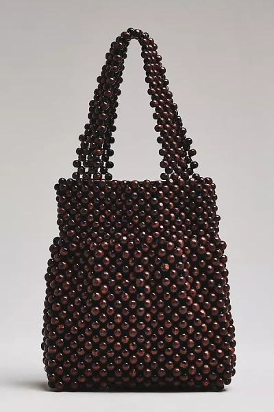 Bembien Maris Wood Beaded Hand Bag In Brown