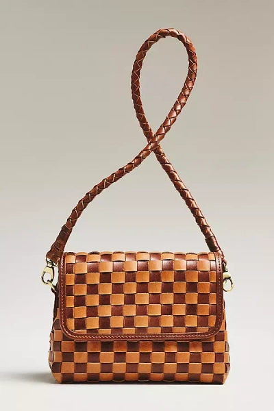 Bembien Mini Madeleine Woven Leather Shoulder Bag In Gray