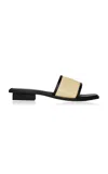 Bembien Ona Leather-trimmed Raffia Slides In Black