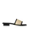 Bembien Pia Leather-trimmed Rattan Slides In Black