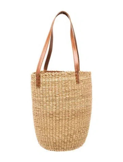 Pre-owned Bembien Raffia Bucket Bag In Brown