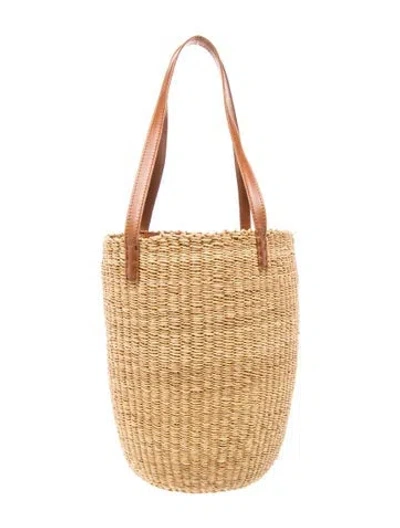 Pre-owned Bembien Raffia Bucket Bag In Brown/neutrals