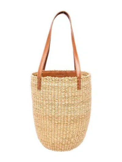 Pre-owned Bembien Raffia Bucket Bag In Brown/neutrals