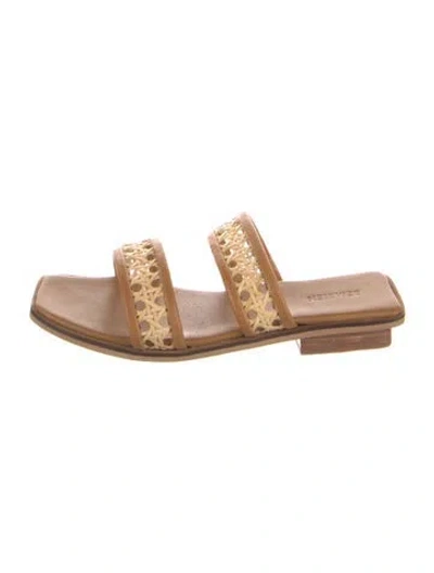 Pre-owned Bembien Rattan Cutout Accent Slides In Neutral