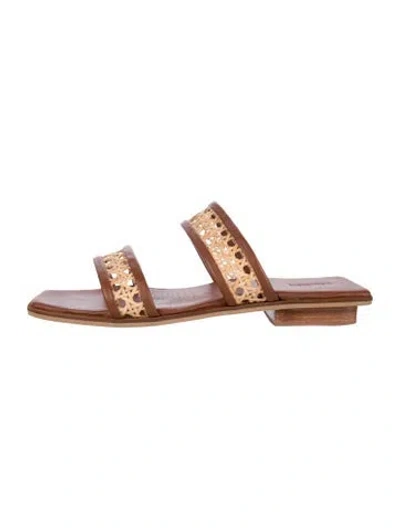 Pre-owned Bembien Rattan Slides In Brown