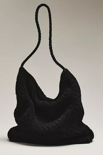 Bembien Sera Woven Suede Slouchy Tote Bag In Black