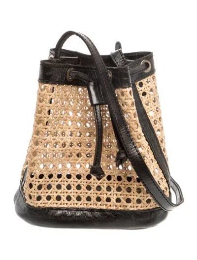 Pre-owned Bembien Straw Bucket Bag In Neutral