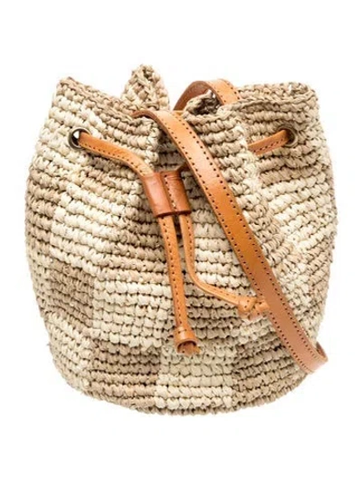 Pre-owned Bembien Straw Bucket Bag In Neutrals