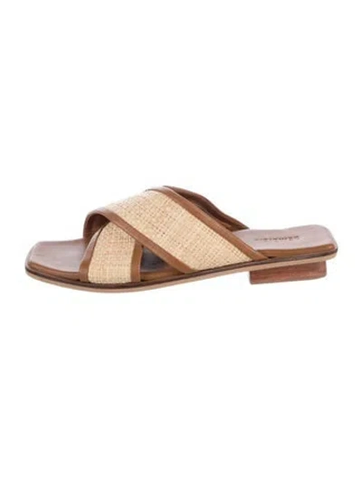 Pre-owned Bembien Straw Slides In Neutrals