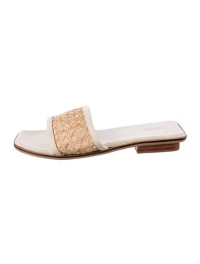 Pre-owned Bembien Wicker Patterned Slides In Neutral