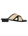 Bembien 10mm Roma Leather & Rattan Slides In Black