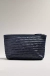 Bembien Woven Leather Zip Pouch In Blue