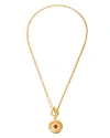BEN-AMUN 14K YELLOW GOLD PLATE & RED CRYSTAL PENDANT NECKLACE, 17